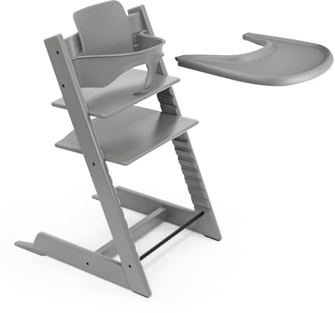 Stokke Tripp Trapp - Seggiolone per bambini da 6 a 36 mesi, regolabile e ergonomico, con vassoio e colore Grigio Tempesta