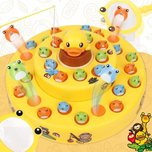 Afoxon 3 in 1 Fishing Games for Toddlers, Duck Bouncy Toys - Fine Motor Skills Toys for Boys & Girls - Birthday Gift Ideas