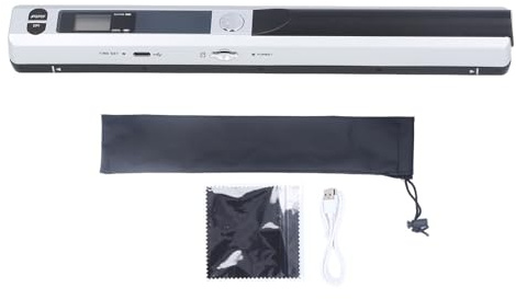 Bärbar Skanner, Fotoskanner för A4-dokument, JPG PDF-format, UPP Till 900 DPI, Handhållen Skanner för Hem, Kontor, Företag, Foto, Bild, Kvitton, Böcker (Silver)