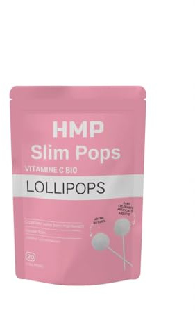 Slim Pops HMP - Sucettes Coupe-Faim pour Perte de Poids - 20 Sucettes Minceur, Vitamine C, Konjac, Mandarine Séchée, Prune Verte, Menthe - Sans Sucre et Enrichies en Fibres