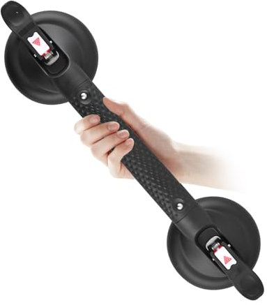 DAREN MEDICAL 𝗨𝗽𝗴𝗿𝗮𝗱𝗲𝗱 Suction Cup Grab Bars for Bathtubs and Bathroom, Tool Free Shower Handle, Grab Handle for Elderly Suction with Indicators, Shower Grab Bar for Seniors, Heavy Duty,Black