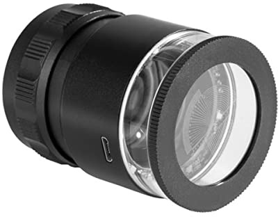 Microscope Kit 10X Measure Scale 6 LED Magnifying Glass Metal USB Charging Optical Glass Magnifier Rechargeable Cylinder Illuminated Microscope Lens Adapters(NO.2 Cross Scale)