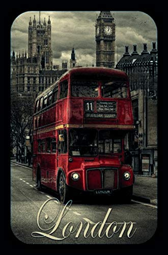 Schatzmix CC0576 London Bus Big Ben Westminster Parliament Metallschild Wanddeko 20x30 cm tin Sign Blechschild, Blech, Mehrfarbig