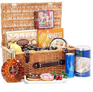 Woodluv Natural Wicker Hamper Basket, Xmas, Wedding, Anniversary Birthday Mothers Day Christmas Large