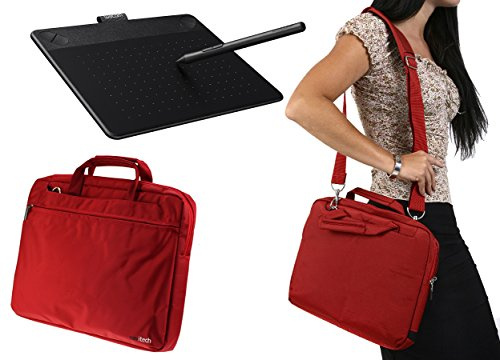 Navitech Red Graphics Tablet Case/Bag Compatible With The Wacom Bamboo Folio Digital Notepad A5 with shoulder strap