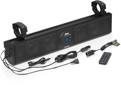 BOSS Audio Systems BRT26A ATV UTV Sound Bar - 26 Inch Wide, 4 Inch Speakers, 1 Inch Soft Dome Tweeters, Full Range, IPX5 Weatherproof, Bluetooth, Built-in Amplifier, Golf Cart Compatible