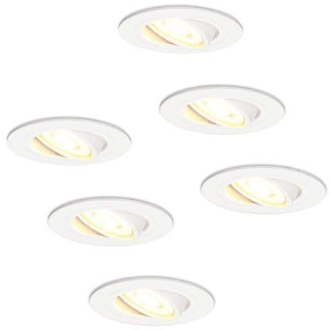 HOFTRONIC - LED Einbaustrahler 230V Schwenkbar Dimmbar Weiß Warmweiß Lichtfarbe 6er set Deckeneinbauleuchte 6x345 lumen Einbauspots IP20 für innenbereich - Deckeneinbaustrahler, Wohnzimmer und Büro