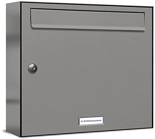 AL Briefkastensysteme 1er Briefkastenanlage Aluminiumgrau RAL 9007, Premium Briefkasten DIN A4, 1 Fach Postkasten modern Aufputz