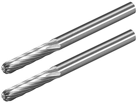 sourcing map Tungsten Carbide Rotary Files 1/8 Shank, Single Cut Cylindrical Radius End Rotary Tool 3mm Dia, for Die Grinder Drill Bit Alloy Steel Hard Metal Carving Polishing, 2pcs