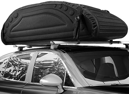 COSTWAY Borsa da Tetto per Auto Impermeabile 14Cu.Ft/400L, Box Tetto Universale Pieghevole con Borsa+ 4 Cinghie Rinforze+ 4 Ganci, Portabagagli per Tutti i Veicoli con/senza Barre Portapacchi