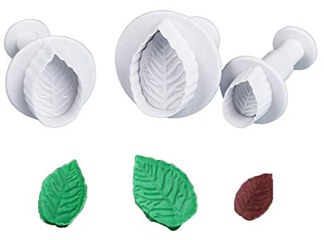 DUORUI 3 cortadores de galletas émbolo de galletas Fondant molde de plástico para niños DIY herramienta de hornear decoración hojas patrones