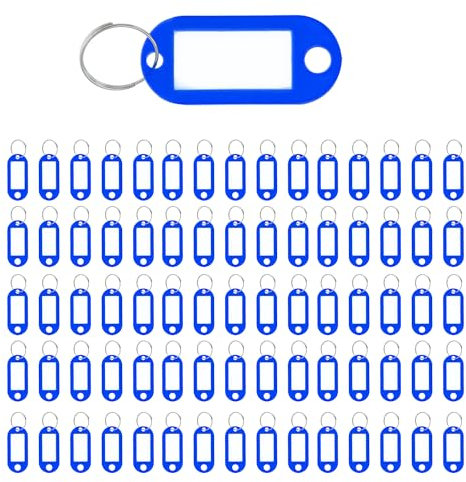 Westcott Schlüsselanhänger 100 Stück | 100er Pack robuste Anhänger zum Beschriften mit austauschbaren Etiketten | Mit Metall-Ring in der Farbe Rot | E-10652 00