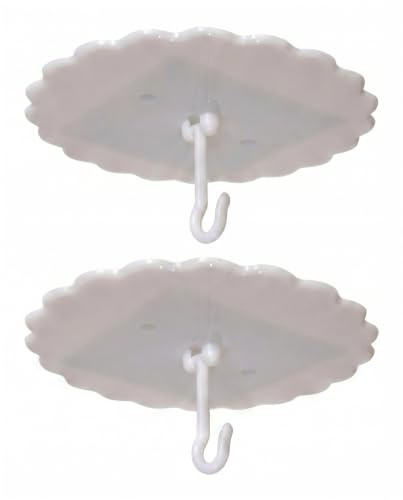 MOU 2 Pack White Fan-Shaped Ceiling Hooks, Easy to Install, no-Nail Mosquito net Hooks for Bed Ceiling, for Hanging and mounting.(7IN 2Set)