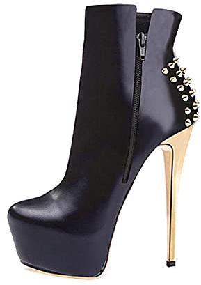 Only maker Women's Platform Boots Stiletto High Heels Lace-up Ankle Boots