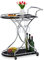 Relaxdays Carrello da Cucina, 2 Piani in Vetro, Portabottiglie e Supporto Bicchieri, HLP: 88x76x4 cm, Argentato Nero, Ferro, 1 pz