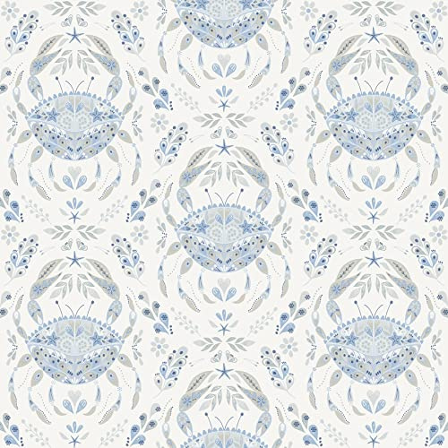 NuWallpaper by WallPops Blue Shellby Peel & Stick Wallpaper