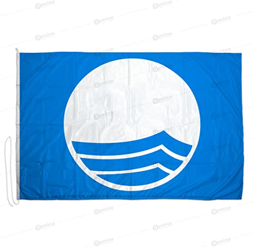 Bandiera Blu in Tessuto Nautico Antisfilo da 115g/m², Blue Flag beach, Doppia Cucitura e Fettuccia di Rinforzo (225 x 150 cm)