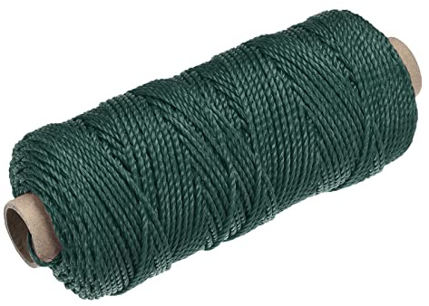 sourcing map Twisted Mason Line Nylon Twine String Cord Dark Green 100M/109 Yard 2MM Dia for Netting, Landscaping, Home Improvement, DIY Projects, Crafting, Masonry, Gardening