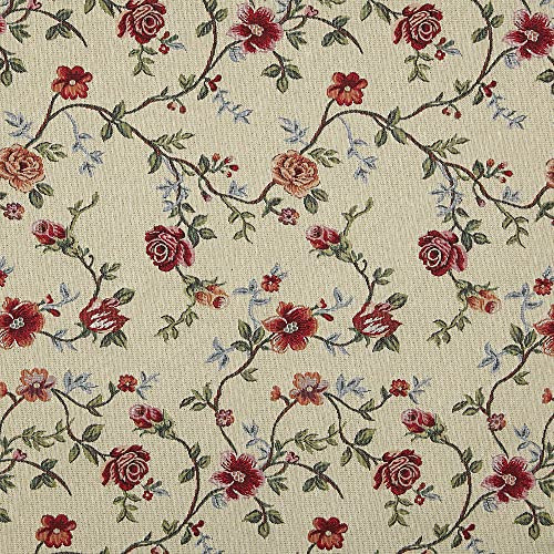 Kt KILOtela - Polsterstoff, Möbelstoff, Jacquard Gobelin, Dekostoff, Modische Accessoires, Tischdecke, Vorhang, oder Dekoartikel, 100 cm Länge x 280 cm Breite, Rosal, Rot, Blau - 1 Meter