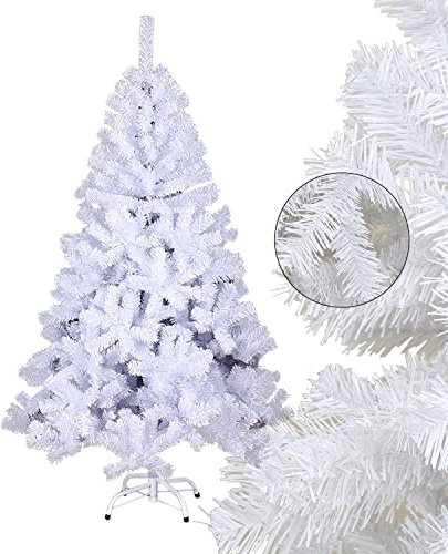 Tubiaz Árbol de Navidad artificial de 180 cm, árbol de Navidad artificial con 650 puntas, diseño de abeto precioso, incluye soporte, decoración de Navidad, inflamable, color blanco