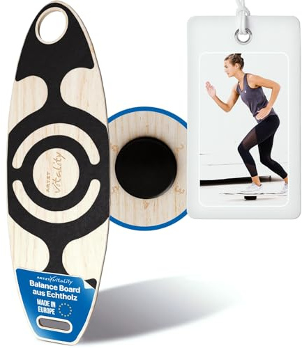 ARTZT vitality Balance Board XL 6 in 1 mit rutschfestem höhenverstellbare Standfuß Gleichgewichtsboard 75 x 25 cm mit Griffmulden | Balancetraining Erwachsene Kinder | Made in EU Buche, 75 x 25 cm