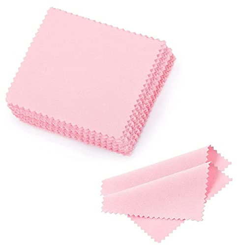 100 Piezas 6X8 cm Paños para pulir joyas paño de pulido para la limpieza Paño de Limpieza de Joyería Paño de Limpieza de Diamantes Paño de Pulido de Vidrio Suave para Joya (Rosa)