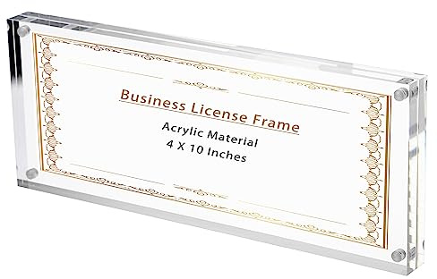 JUXYES Clear Magnetic Professional Business License Certificate Frame