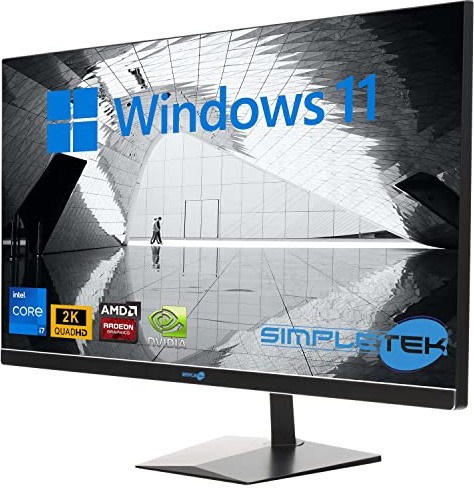 SIMPLETEK - All in One i7 10° Gen AiO 27 2K Windows 11 Pro 16GB RAM SSD 240GB con GPU GT730 4GB WiFi6 + BT 5.2 + Webcam | Ideal para edición y juegos