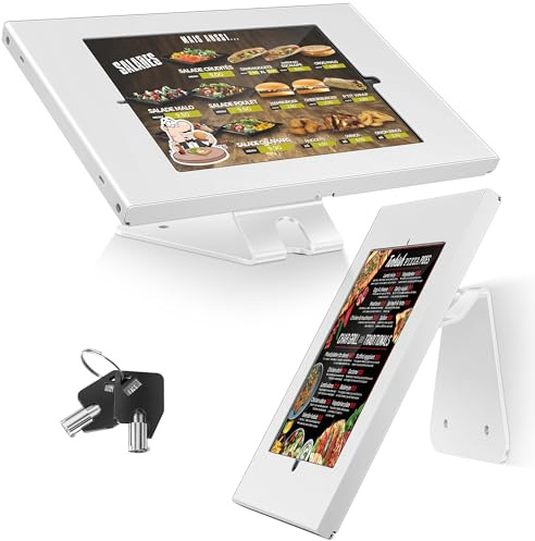AboveTEK Support de tablette antivol - Support de sécurité verrouillable pour iPad et montage mural - Support kiosque rotatif à 360° pour iPad/Air/Pro