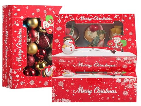 TsunNee 20 Stück Weihnachts-Muffin-Boxen, Cupcake-Box, 6 Löcher, Cupcake-Träger-Kuchenbox mit Einsatz, Weihnachts-Leckerli-Box, Geschenkbox, Weihnachts-Kekse, Geschenk, Backbox für Gebäck, Brownies