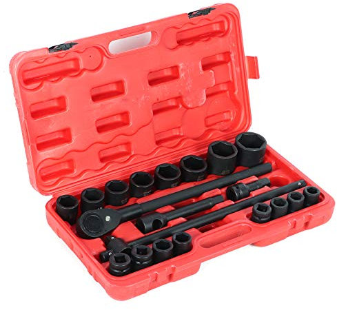 JMorCO 20-teiliges Steckschlüssel-Set, 3/4 Zoll Cr-Mo-Stahl, Schlagschrauber-Muttern-Set, Schlag-Steckschlüssel-Set mit Kunststoffkoffer für Auto, LKW, Reparaturwerkzeug-Set