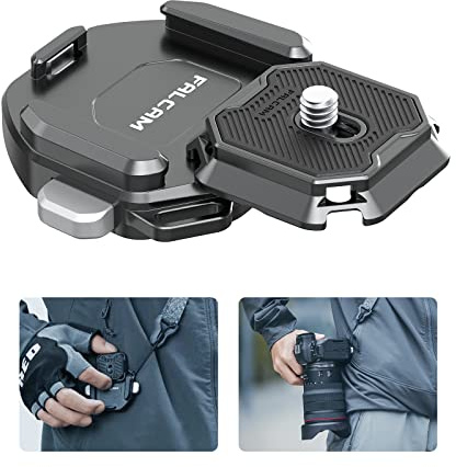 FALCAM F38 Camera Shoulder Strap Quick Release Set V2, 1/4-Inch Screw & Arca-Swiss Standard Quick Release Plate, Aluminium, Quick Release for Camera on Backpack Shoulder Strap