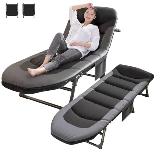 Campingbett | Campingliege mit Kopfkissen | Sonnenliege Klappbar 190x60x30 cm | Gartenliege Faltbar | Relaxliege Garten | Strandliege Verstellbare RüCkenlehne für Camp Garten Balkon Inkl. Tasche (2)