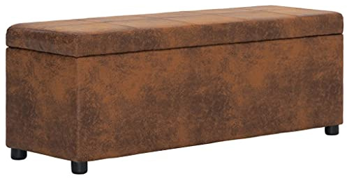 JUDYY Banco con Espacio de almacenaje, Baul Almacenaje Dormitorio, Banco Pie De Cama, Baul con Asiento, 116 cm Ante sintético marrón
