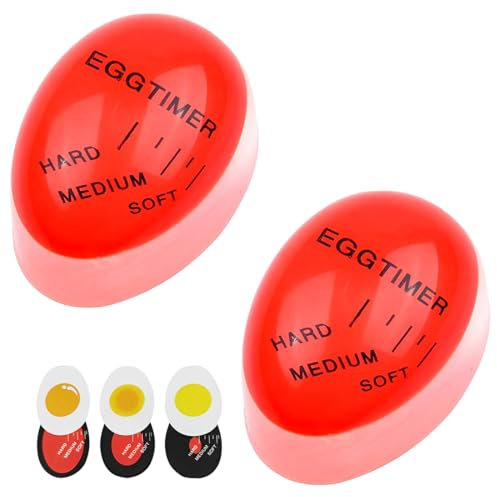 XUKZIMA 2 unidades Temporizador para huevos, avisa del estado óptimo del huevo con función de cambio de color para cocer huevos y huevos cocidos
