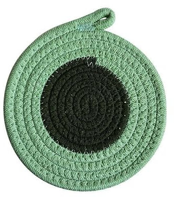 HMHOOXU Placemats 4 Pcs Cotton Thread Weave Hot Pot Holders Hot Mats Non-Slip Coasters Insulation Hot Pads For Cooking And Baking-Green-Φ18Cm-1