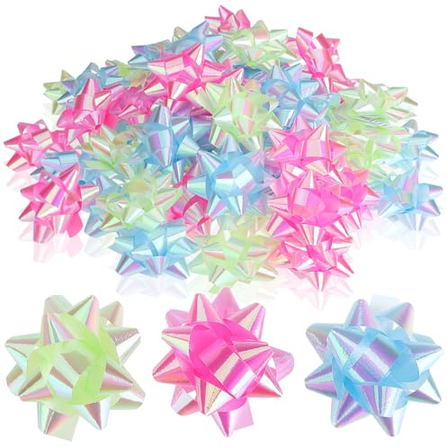 Wilhelm Sell® 60x Fiocchi Regalo autoadesivi - 5 x 2 cm Fiocchi Colorati per Regali - Fiocchi Decorativi già Pronti per Natale, Compleanni e Matrimoni