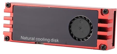 Ventola di Raffreddamento NVMe M.2, Dissipatore di Calore in Alluminio NVMe M.2 con Display della Temperatura, Ventola di Raffreddamento SSD, Doppi Pad Termici Ad Alte (rosso)
