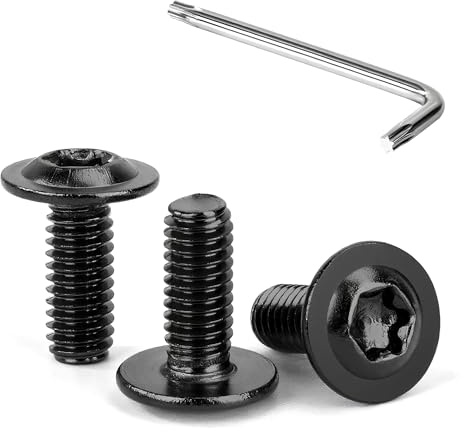 Tunejoy Tornillos de Cabeza Alomada Torx con Brida M4 x 10 mm Negro Tornillo de Cabeza Hexagonal de Acero Inoxidable A2 V2A Tornillos Máquina con Allen Rosca Completa 30 Piezas