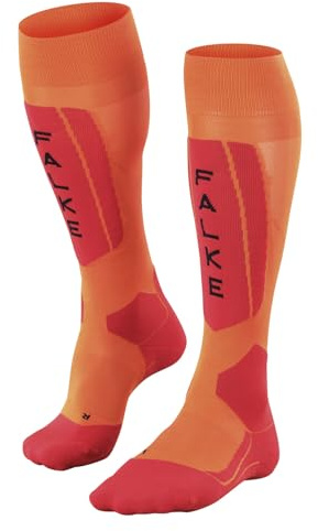 FALKE SK5 Expert M Kh seta filo funzionale caldi sottili 1 paio, Calzini da sci Uomo, Arancione Flash Orange 8034, 44-45