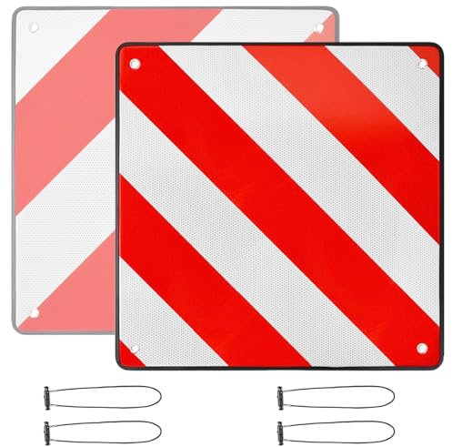 TEMOOUES High Visibility Reflective Warning Sign 50x50cm Aluminum Board with Secure Straps Warning Board for Bike Carriers