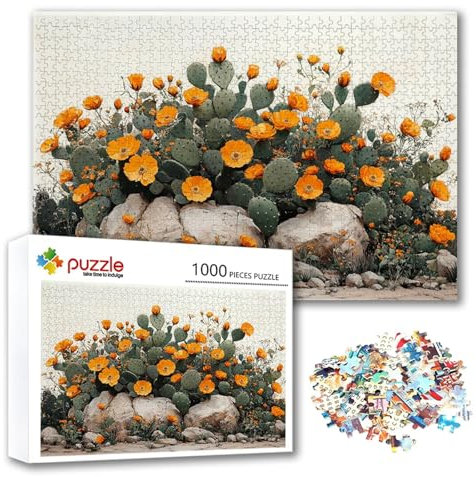 Puzzle Kaktus Puzzle 1500 Teile Blume, Herausforderung Impossible Jigsaw, Erwachsene Wooden Jigsaw Spielzeug, Puzzlespiele für Die Ganze Familie Stressabbau, Geschenk für Frauen Männer 87 x 57 cm S-3