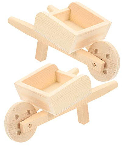 KONTONTY Lot De 2 Brouettes Miniatures en Bois pour Décoration De Maison De Poupée