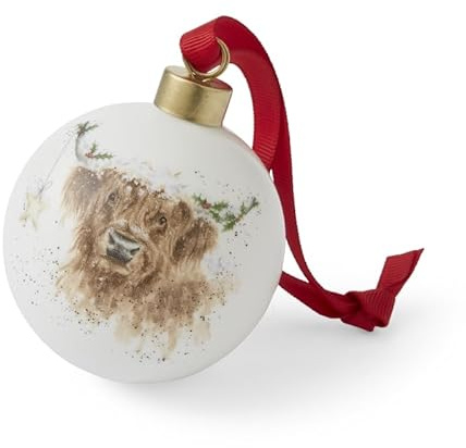Royal Worcester Wrendale Designs Highland Star Keramik Highland-Kuh-Christbaumkugel