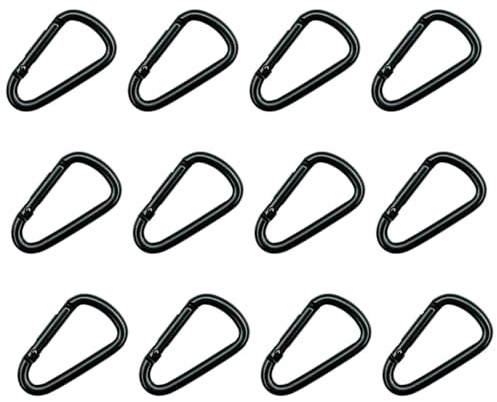 12 StüCk Karabinerhaken Karabinerhaken Klein Karabiner Schwarz Set Haken D-Clip Carabiner Mini Aluminium-Karabiner FüR Campin AusflüGe Wandern Reisen