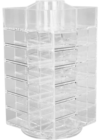 DriKou Cosmetic Lipstick Tower Display girevole a 360 gradi 53 slot Organizzatore di stoccaggio per lucidalabbra di grande capacità Trasparente, risparmiando tempo ed energia.