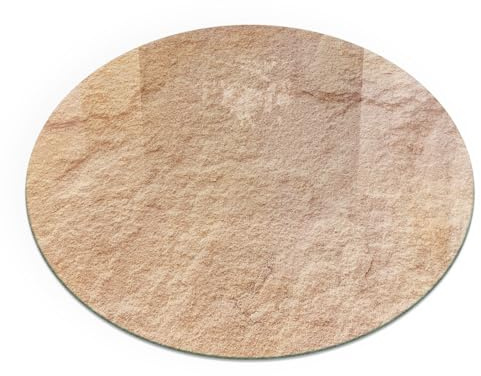Glasplatte für Kaminofen ⌀ 80 cm - Fleckenbeständigkeit Thermischer Schutz Unter dem Kamin Funkenschutzplatte Dekoration Polierte Kanten Herdboden Glas - Natürliche Steinstruktur