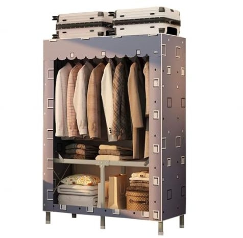 Vikbar tyggarderob, bärbar garderobsorganisatör, förvaring av kläder, enkel montering, platsbesparande design, perfekt för användning hemma och sovsal