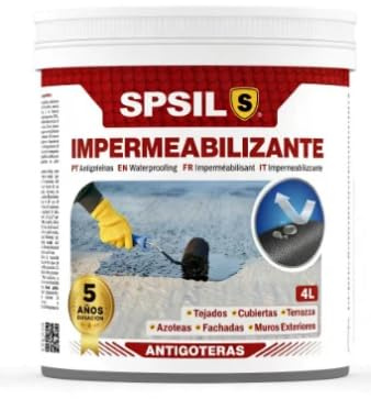 SPSIL Pintura Impermeabilizante Transparente 750 ml-Sellador Antifiltraciones y Antihumedad para Tejados, Terrazas, Cubiertas y Fachadas-Secado Rápido 1-2 h – Protección Impermeable hasta 5 Años