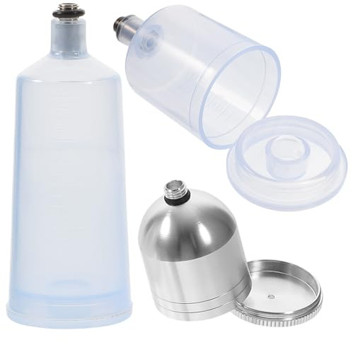 ULTECHNOVO Contenitore per Vernice per Aerografo 3 Pezzi in Plastico e Metallo, Capacità 10ml, 20ml, 40ml, Resistente a Deformazioni e Rotture, per Modellismo e Tatuaggi